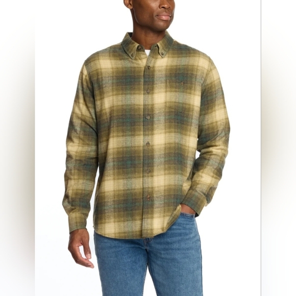 Weatherproof Vintage Long Sleeve Brushed Flannel in Kelp Forest Men's Size Med - Picture 1 of 12